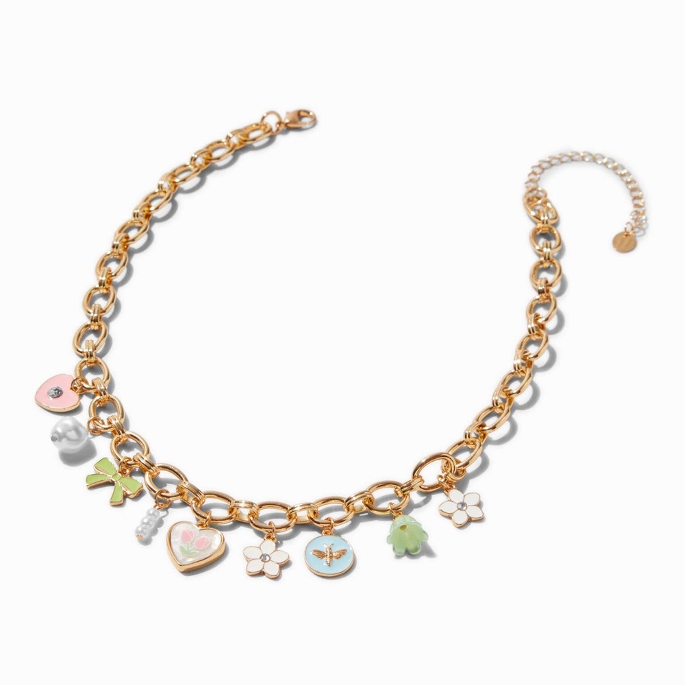 NWOT Gold-tone Spring Charm Necklace - Picture 2 of 2